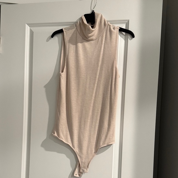 Express Cream Sleeveless Turtleneck Bodysuit - Picture 1 of 3
